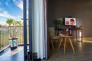 Dobbeltrom – gallery, 1 queensize-seng | Terrasse/patio