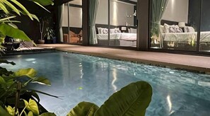 Villa familiale, 2 chambres, piscine privée, vue sur la piscine | Bureau, espace de travail pour ordinateurs portables