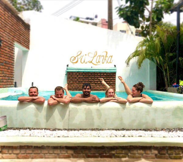 Outdoor pool, pool loungers