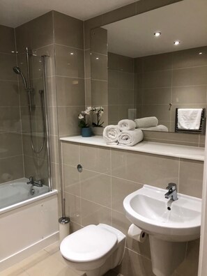 Dusche, Haartrockner, Handtücher