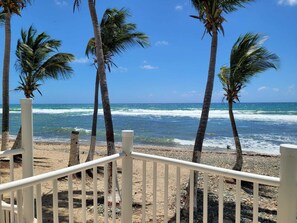 On the beach, sun-loungers, beach towels - La Vista Del Mar is new beach front property containing two private units. (Patillas)