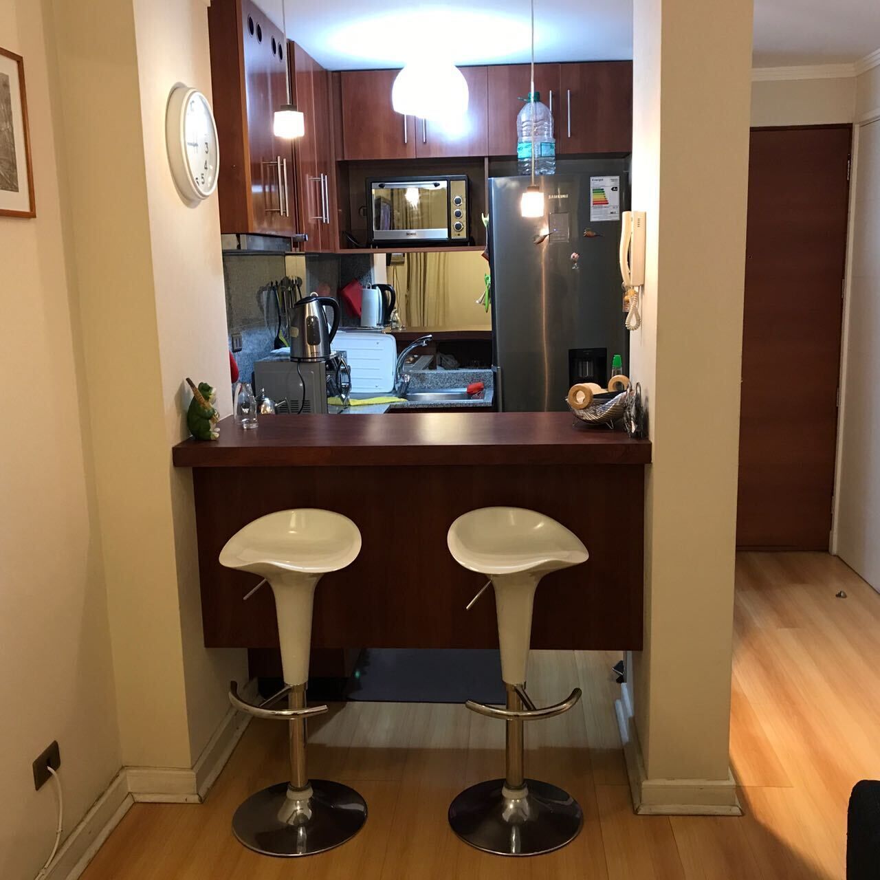 Fridge, microwave, oven, electric kettle