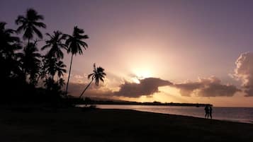 On the beach, beach towels