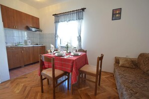 Apartment, 1 Bedroom, Sea View (136-Sofija) | Private kitchen | Fridge, stovetop, electric kettle, cookware/dishes/utensils - Apartments Stana with shared pool (Malinska-Dubasnica)