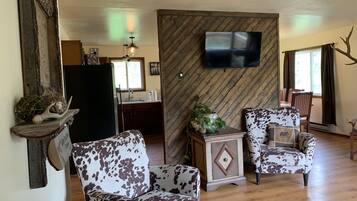 Smart TV, DVD player, books, video library