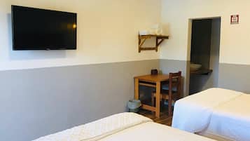 Desk, laptop workspace, blackout drapes, free WiFi