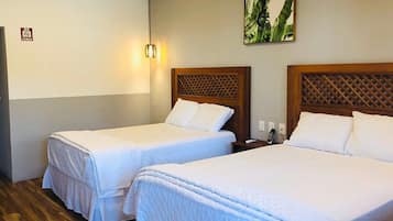 Desk, laptop workspace, blackout curtains, free WiFi