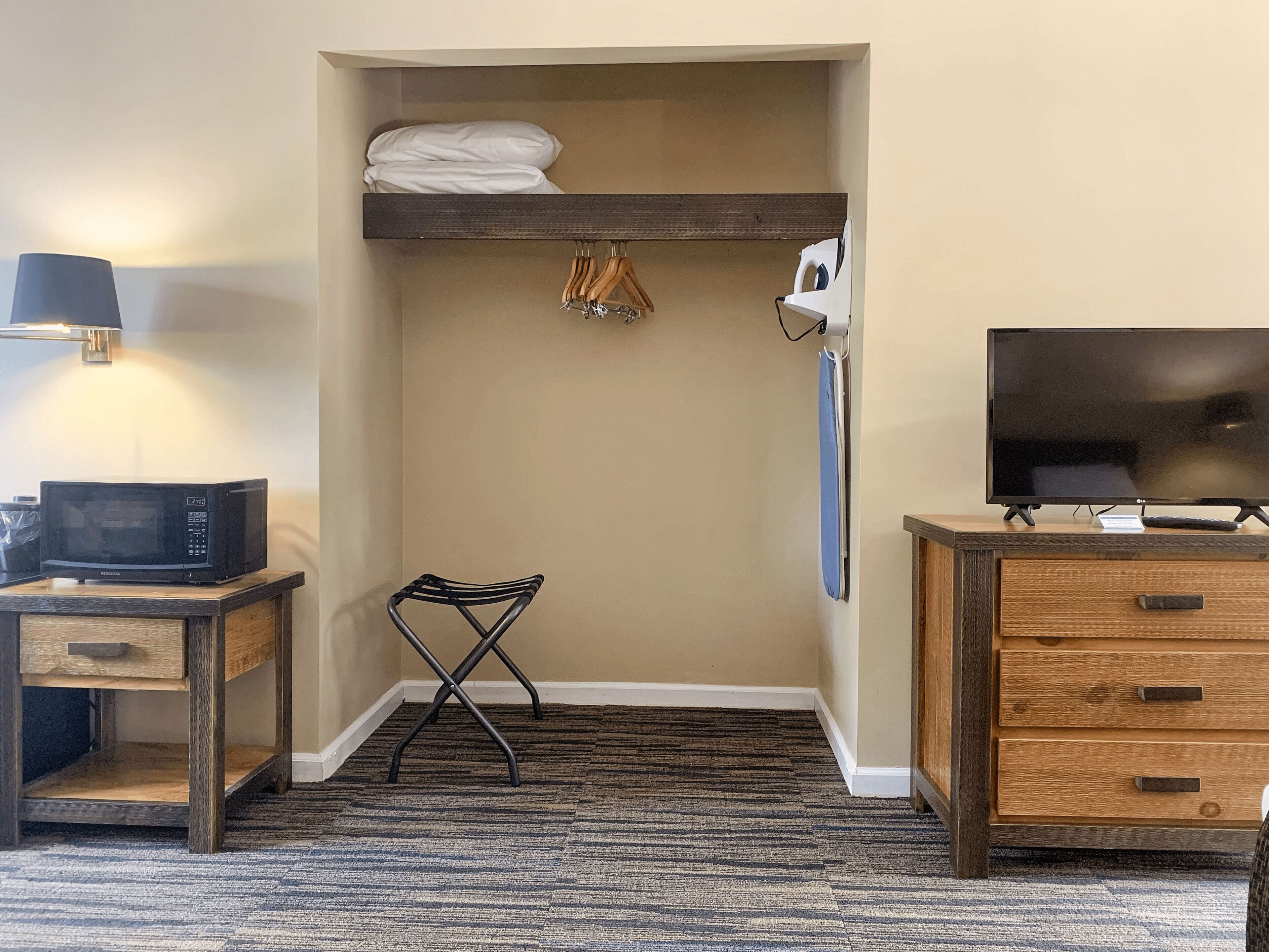 signature room | 1 bedroom, desk, laptop workspace, iron/ironing board