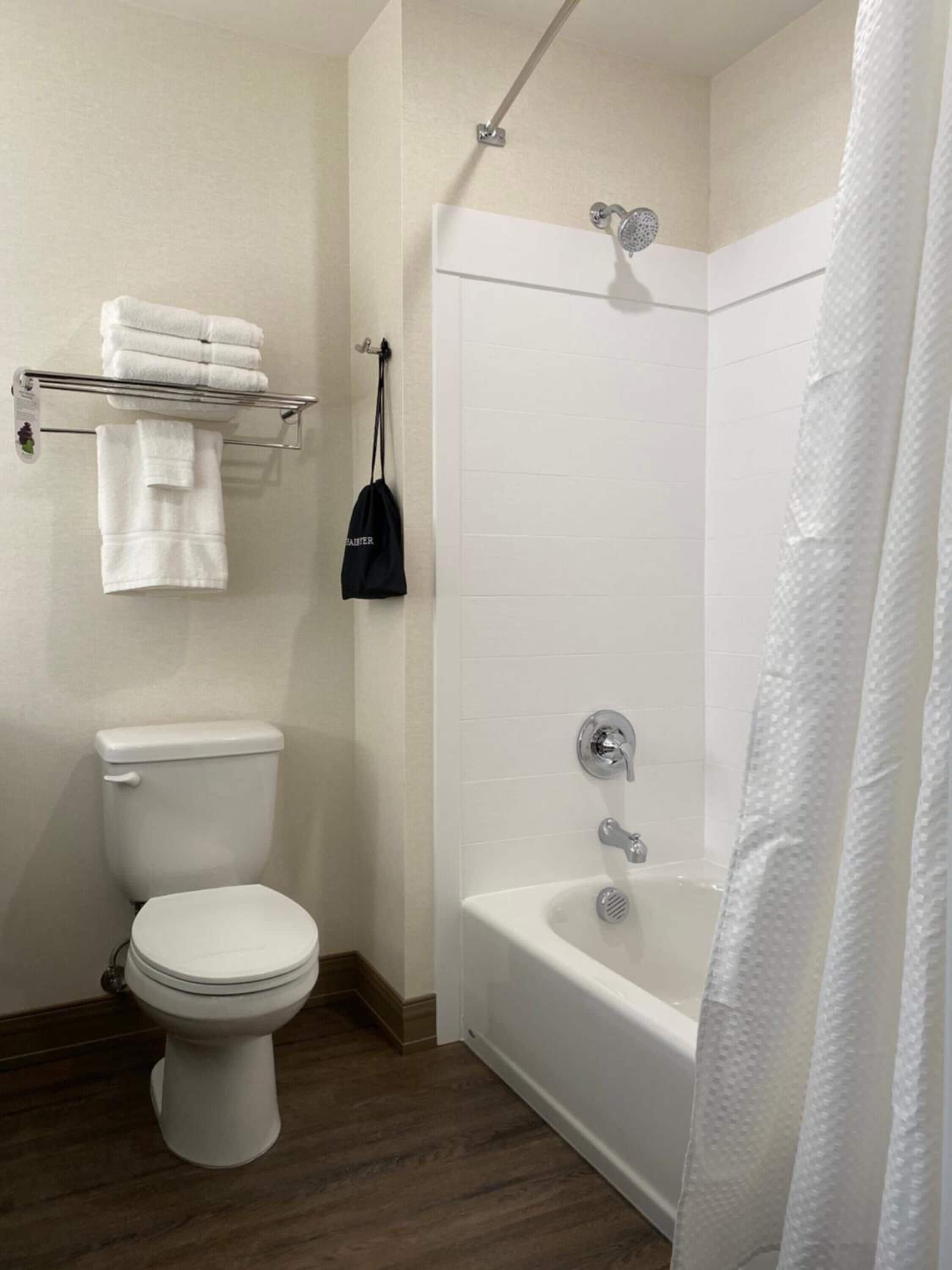 standard double room | bathroom | combined shower/bathtub, hydromassage showerhead, free toiletries