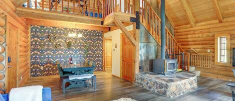 TV, fireplace, DVD player, video library