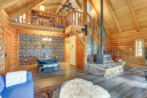 Log Cabin Retreat with Pool and Vineyard Views