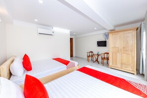 Desk, free WiFi, bed sheets