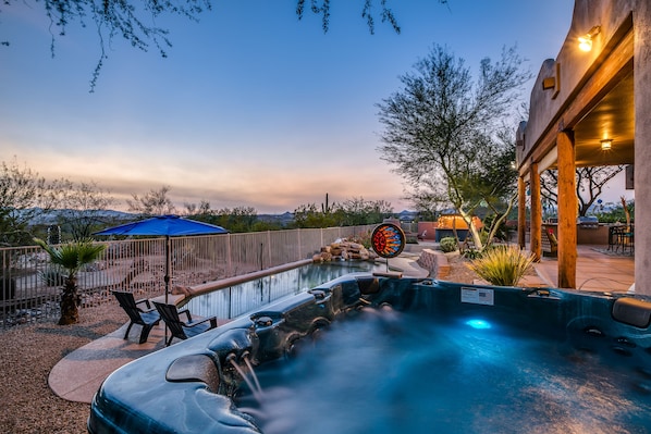 Outdoor pool, a heated pool - Luxurious & Private Desert Oasis with heated pool, sunset views, hot tub (Peoria)