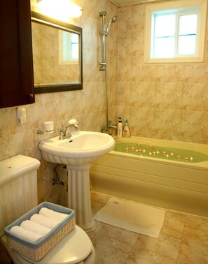 Duplex (24 PY) | Bathroom | Shower, hair dryer - Dasom Pension (Seogwipo)