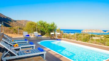 Outdoor pool, pool loungers