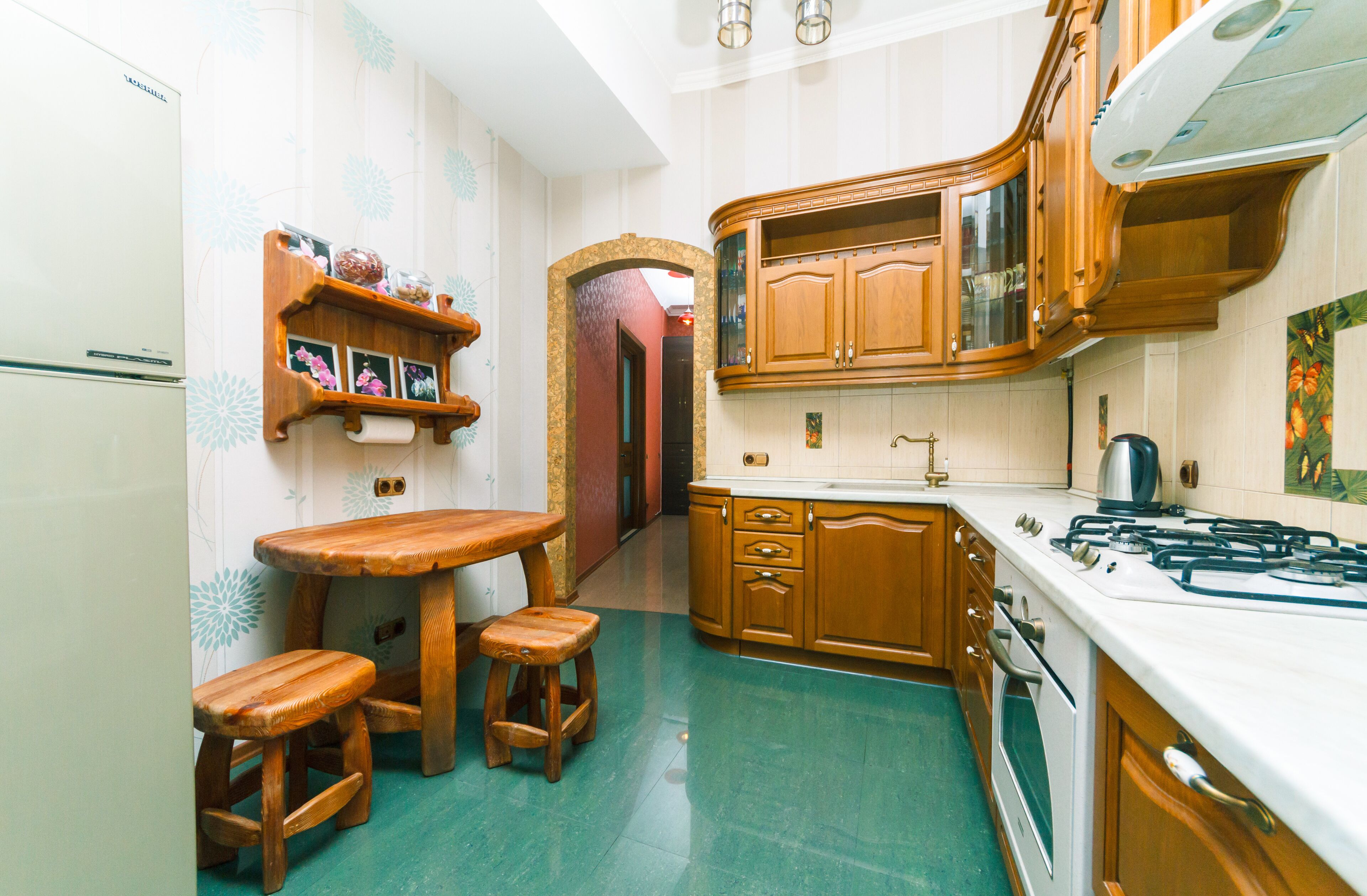 Apartment | Private kitchen | Full-size fridge, microwave, oven, stovetop