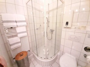 Douche, séchoir à cheveux, serviettes fournies