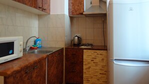 Apartment | Private kitchen | Fridge, microwave, stovetop, electric kettle - KyivHome Mikhailovskaya 22a on Independence Square (Kyiv)