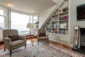 Deluxe Apartment | Living area | Flat-screen TV, fireplace, heated floors - Spectacular Penthouse 100yds Old Course (St. Andrews)