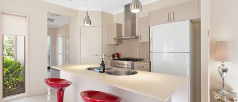 Fridge, microwave, oven, dishwasher