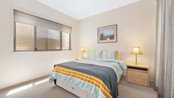 1 bedroom, desk, iron/ironing board, travel cot