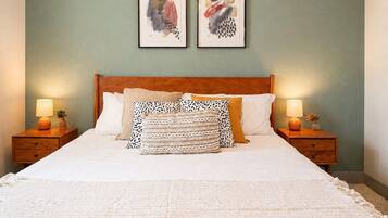 Inviting bedroom with a comfortable bed and matching nightstands