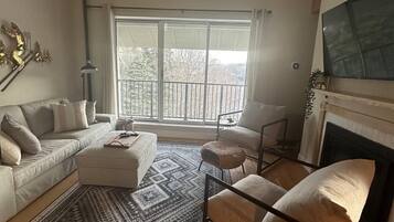 TV, fireplace