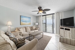 Flat-screen TV, DVD player