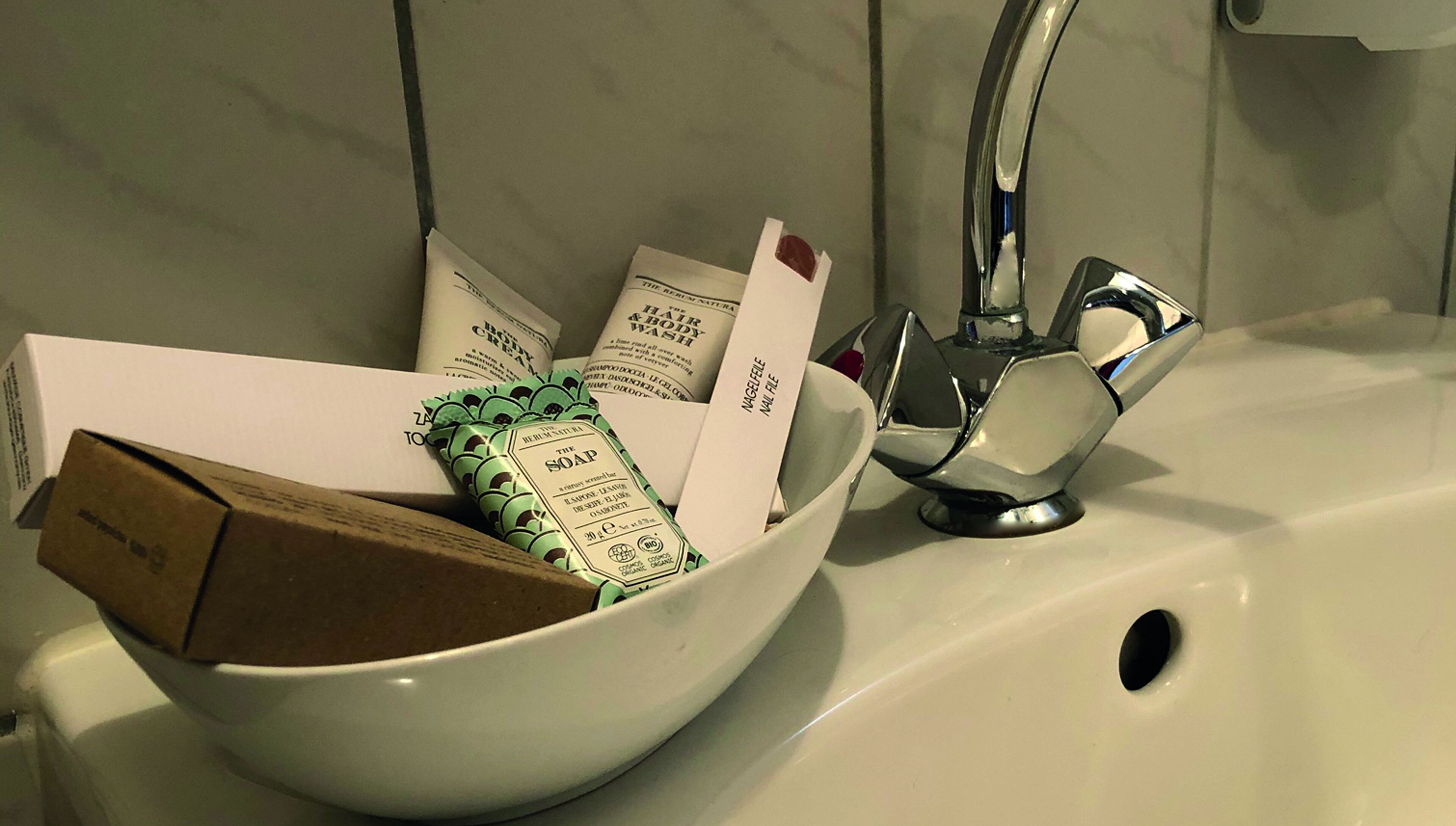 premium double room | bathroom | shower, hair dryer, towels, soap