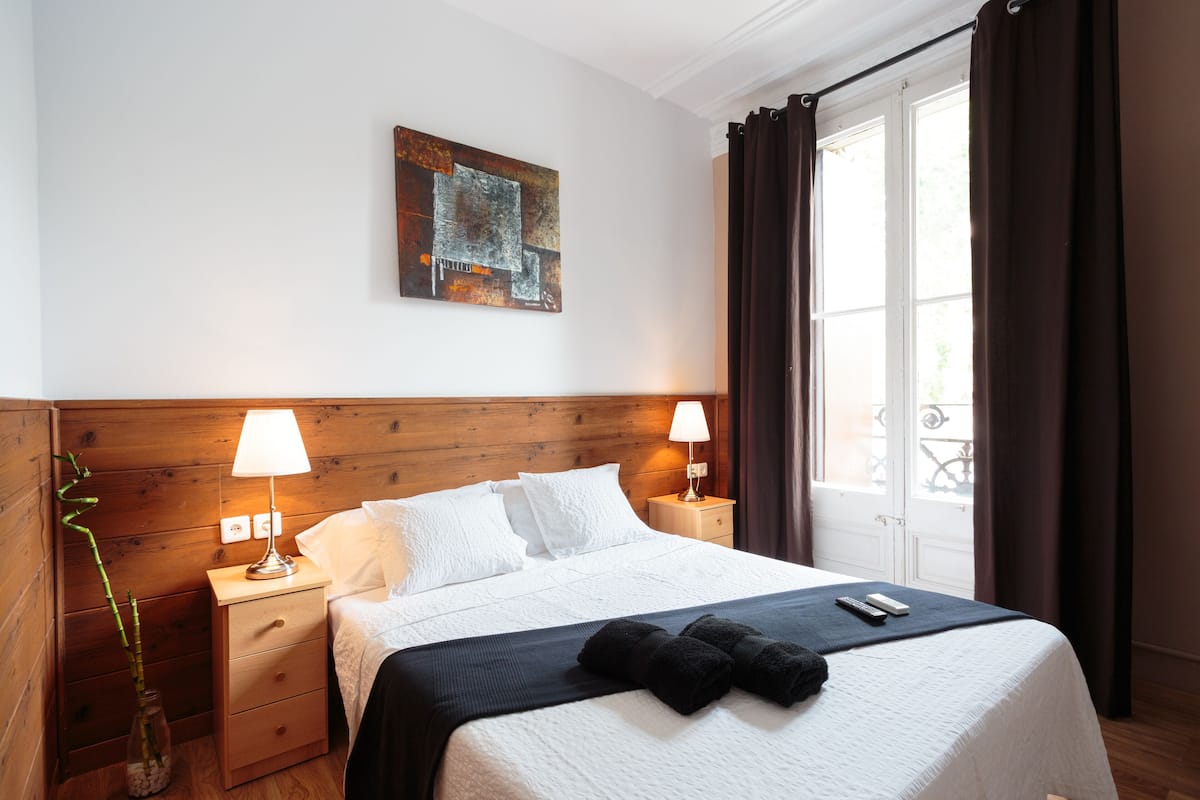 Blackout curtains, iron/ironing board, free WiFi, bed sheets