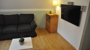 TV, video library, stereo