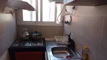 Fridge, microwave, oven, electric kettle