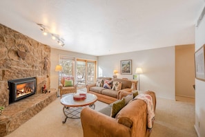 Smart TV, fireplace, DVD player