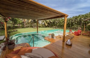 Indoor pool, a heated pool - Spectacular Beachfront Luxury Mansion. (Mata de São João)