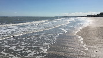 Beach nearby, sun loungers, beach bar