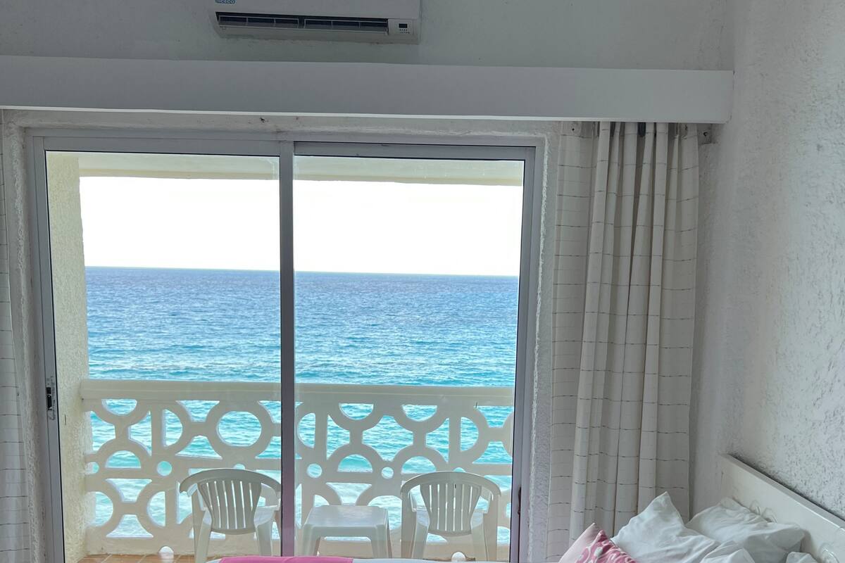 Panoramic Double Room, Balcony, Beach View | Egyptian cotton sheets, premium bedding, down comforters