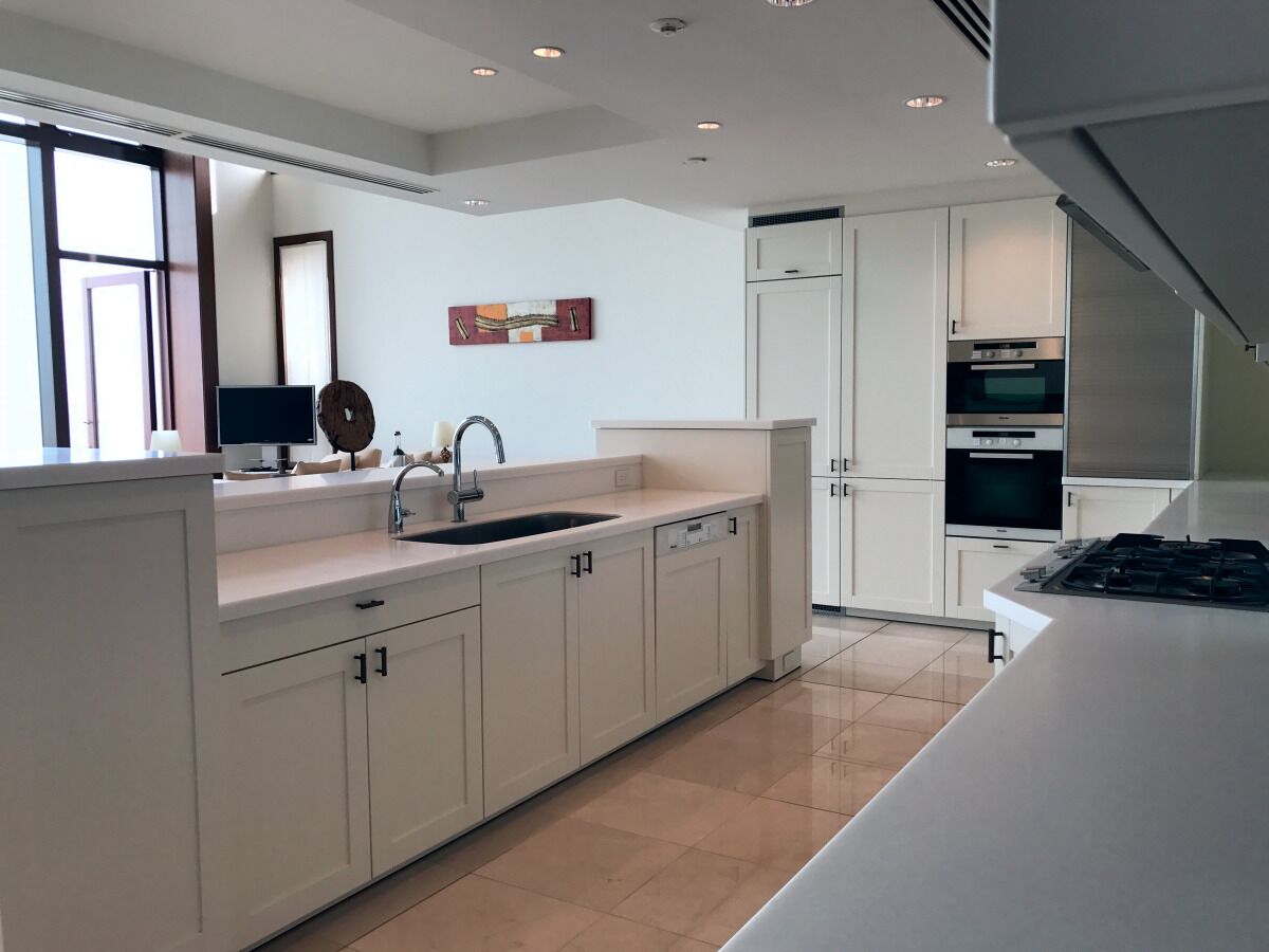 Chartered Villa | Private kitchen | Full-sized fridge, microwave, oven, stovetop