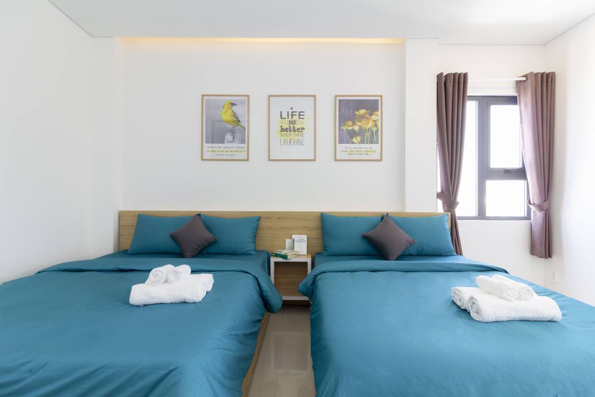 Family Studio, 2 Queen Beds, City View | Premium bedding, minibar, desk, laptop workspace