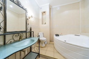 Apartment, 1 Bedroom | Bathroom | Bathtub, hair dryer, soap, toilet paper - Cozy apartment near Olympic Stadium 2 (Kyiv)