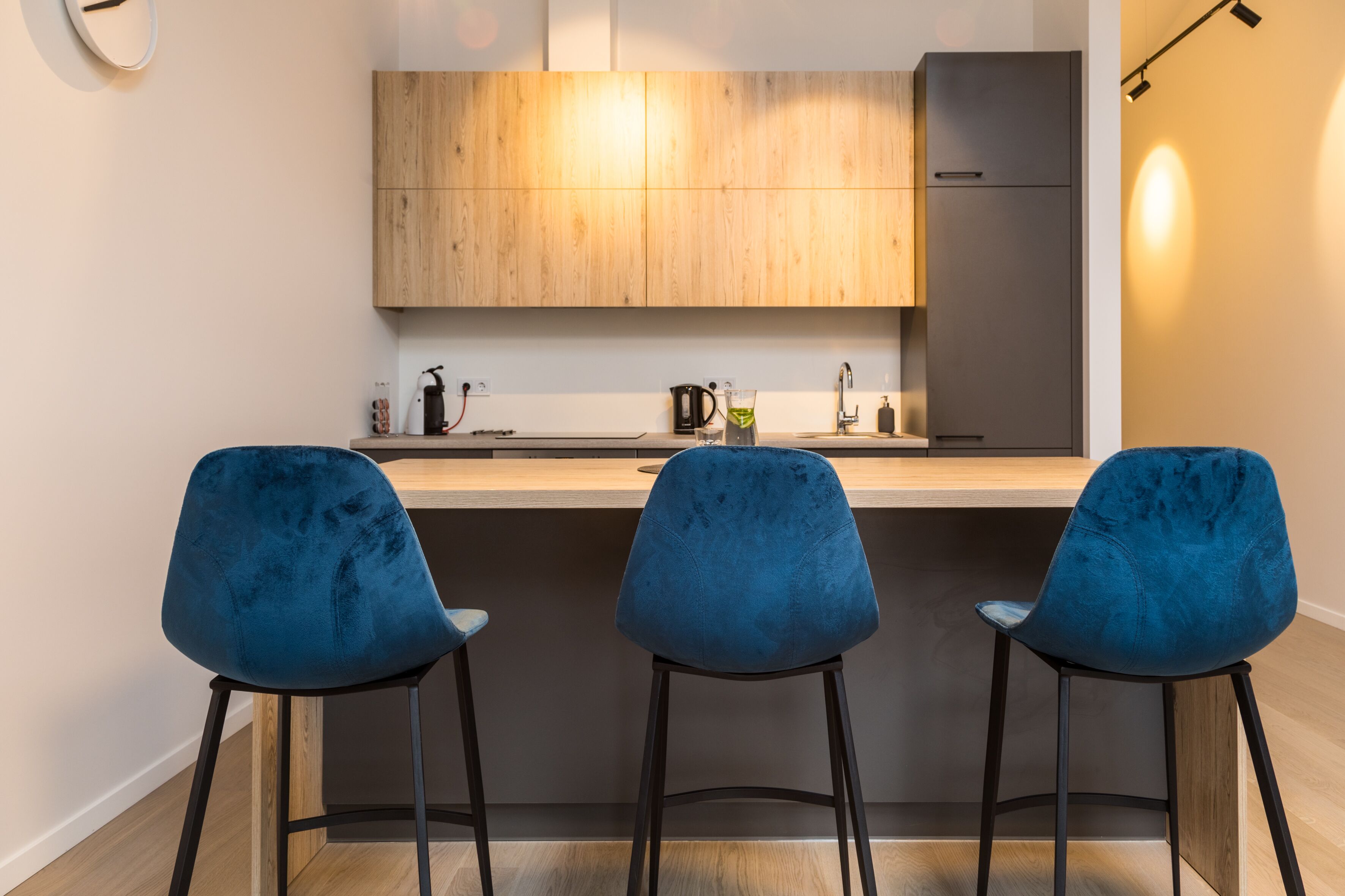 Exclusive Apartment | Private kitchen | Full-size fridge, oven, stovetop, espresso maker