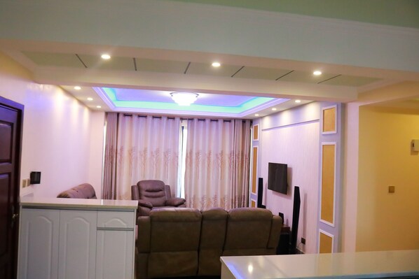 Family Apartment, 3 Bedrooms | Living area | Smart TV - Crest Park Apartments (Nairobi)