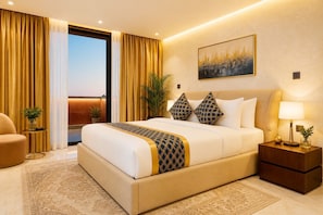 Suite presidencial | Ropa de cama de alta calidad y caja de seguridad en la habitación