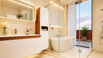 Presidential Suite | Bathroom | Rainfall showerhead, free toiletries, hair dryer, slippers