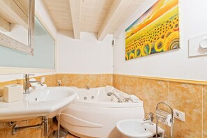 Bathtub, hair dryer, bidet