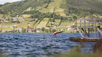 Privat strand och kajakpaddling