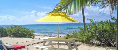 Accommodatie ligt op het strand, strandlakens