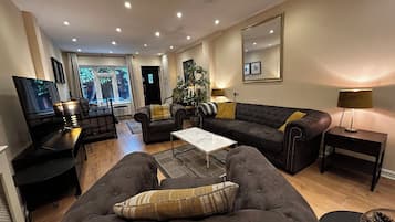 Smart TV, DVD player, books, video library