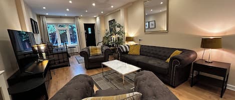 Smart TV, DVD player, books, video library