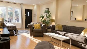 Smart TV, DVD player, books, video library