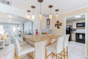 Oven, stovetop, coffee/tea maker, cookware/dishes/utensils